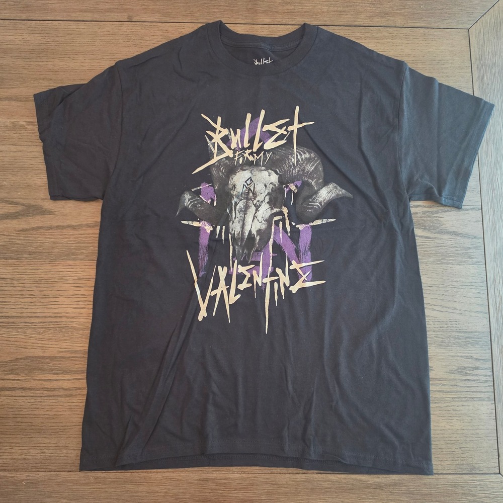 Bullet For My Valentine Ram‎ Skull Graphic T-Shirt Black Metal Band Tee Large